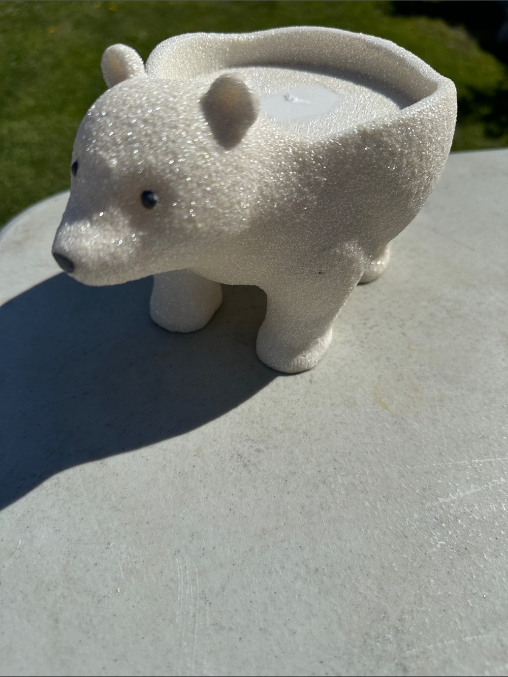Bath & Body Works White Glitter Polar Bear Candle Holder